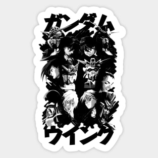 Gundam Wing Pilots (black) Sticker